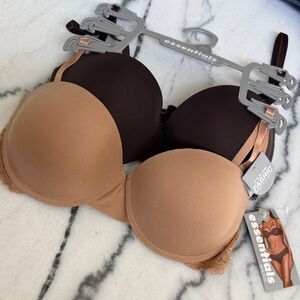 Essentials Smooth T-Shirt Bras in Nude and Chocolate - 2-Pack